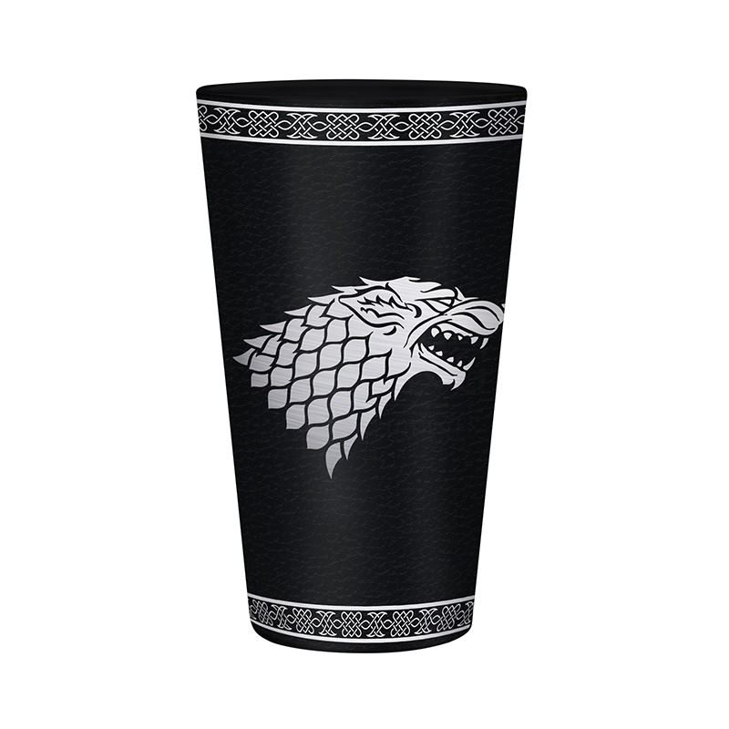 Sklenice Game of Thrones - Stark Logo, černá